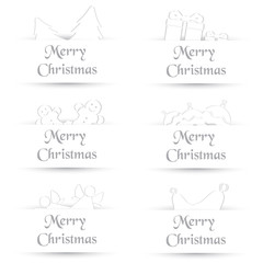 white paper shadow simple merry christmas cards eps10