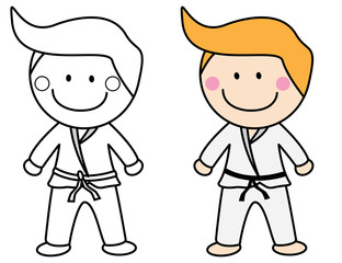 Karate boy coloring page
