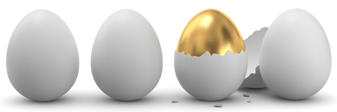 3d Eier und ein goldenes Ei