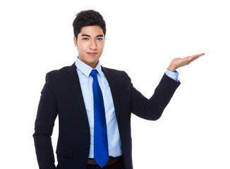 Asian Businessman with open hand palm