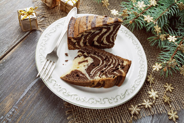 Cake with cocoa  powder