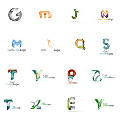 Set of colorful abstract letter corporate logos created with