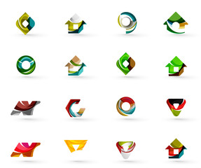 Set of various geometric icons -  rectangles triangles squares
