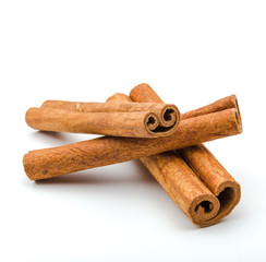 Cinnamon sticks  isolated on white background
