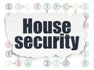 Privacy concept: House Security on Torn Paper background