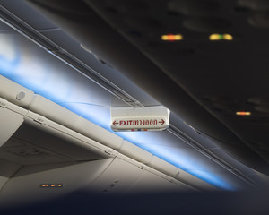 exit plate on the airplane cabin 