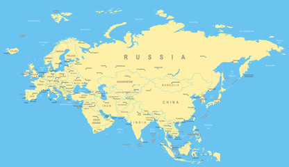 Fototapeta na wymiar Eurasia - map - illustration.