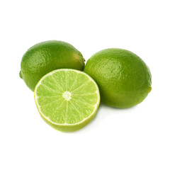 Served lime fruit composition isolated over the white background