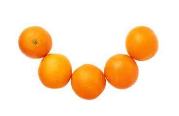Five oranges fruits composition isolated over the white