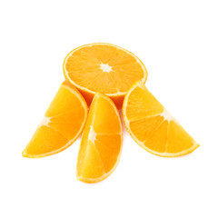 Served orange fruit composition isolated over the white