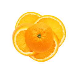 Fresh orange cut in slices isolated over the white background