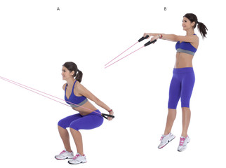 Cable jumping squat