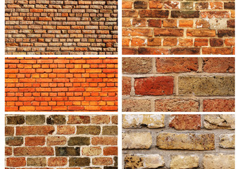 Set of banners with textures of brick walls
