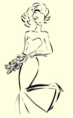 Wedding Day invitation with beautiful fiancee