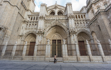 Fototapeta na wymiar Toledo Cathedral, side view, Spain