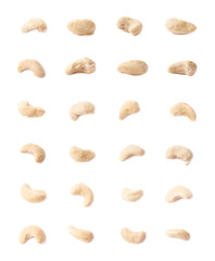 Single cashew nuts isolated
