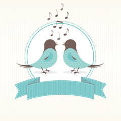 Blue Birds with Ribbon