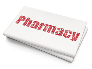 Medicine concept: Pharmacy on Blank Newspaper background
