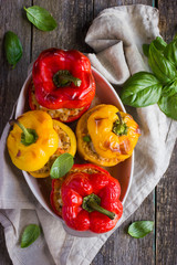 Stuffed peppers with meat, rice and vegetables