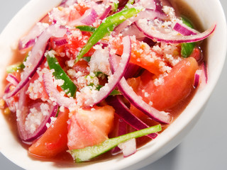 Salad with tomatos, peppers and onion