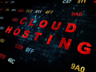 Cloud technology concept: Cloud Hosting on Digital background