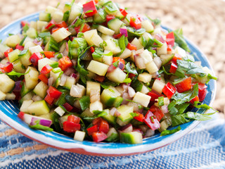 Cucumbers and peppers salad