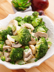 Salad with broccoli and mushrooms