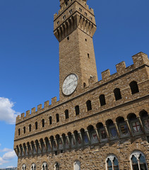 Fototapeta premium Florence Italy Historic clock tower building called Palazzo Vecc