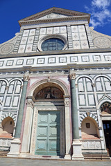 Fototapeta na wymiar Florence Italy decorated facade of ancient Church