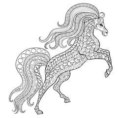 Hand drawn horse for antistress Coloring Page with high details - 90374864