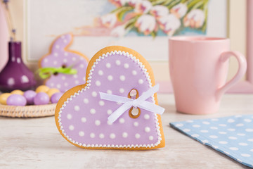 purple heart gingerbread cookie