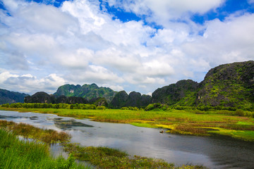 Van Long natural reserve in Ninh Binh, Vietnam 