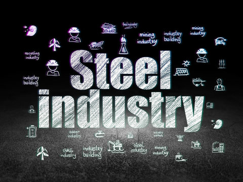 Manufacuring concept: Steel Industry in grunge dark room