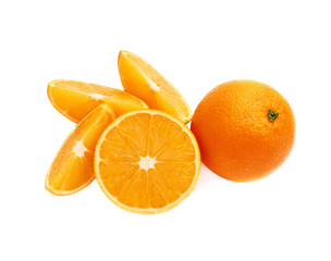 Served orange fruit composition isolated over the white