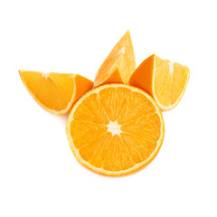 Served orange fruit composition isolated over the white