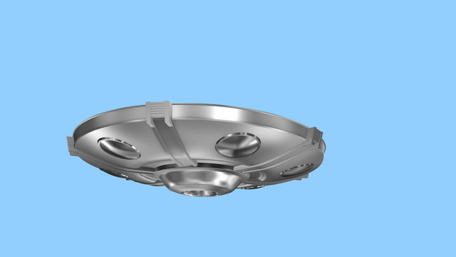 UFO flying saucer animation isolated on white
