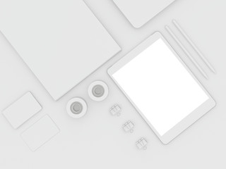 Mockup business template. Set of elements on the white table.