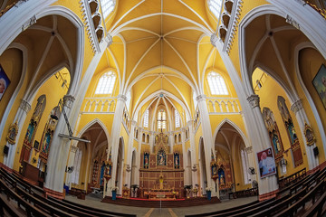 Fototapeta na wymiar Inside the Phu Nhai church in Nam Dinh, Vietnam. 