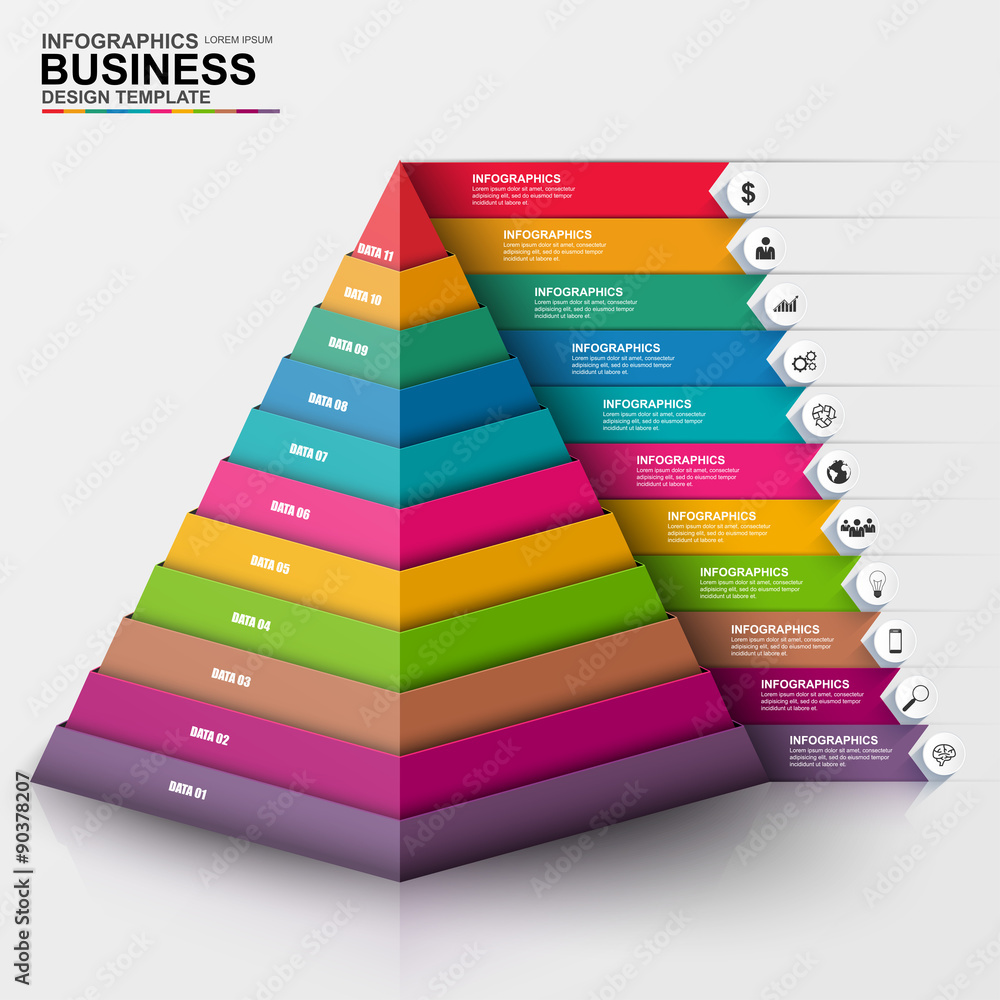 Poster infographic pyramid vector design template