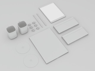 Mockup business template. Set of elements on the white table.