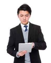 Young businesswoman use of the tablet pc