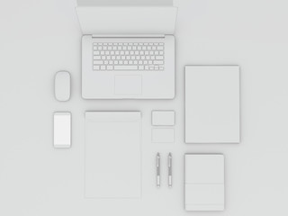Mockup business template. Set of elements on the white table.