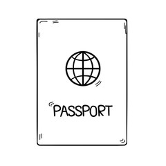 Passport in doodle style. Hand drawn vector illustration isolate