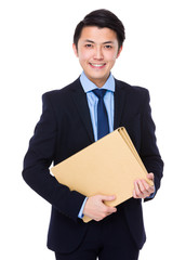 Businessman hold with folder