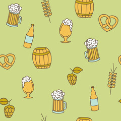 Simple beer seamless pattern. Vector illustration.