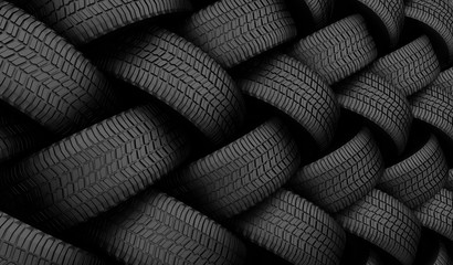 Black tire rubber. - obrazy, fototapety, plakaty