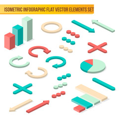 Vector isometric infographic elements. Flat isometric vector set