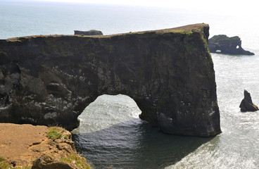 Dyrhólaey peninsula in south Iceland, coastline 