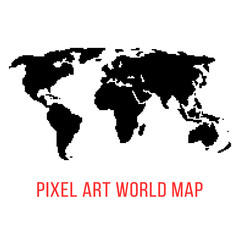 black world map in pixel art