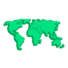 green 3d world map like pix elements